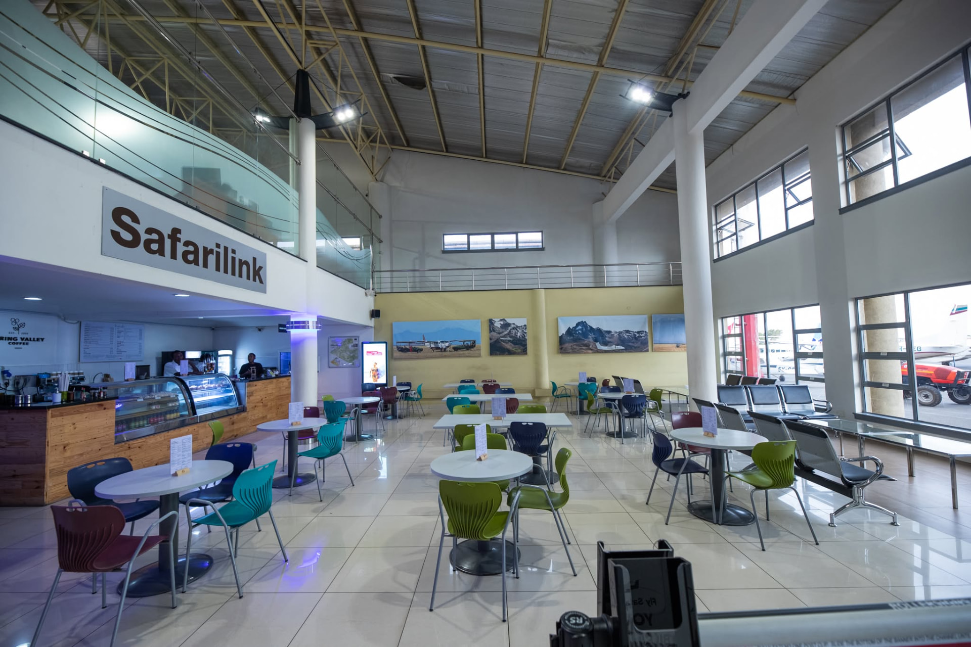 The Safarilink terminal lounge and coffee bar at Wilson Airport, Nairobi